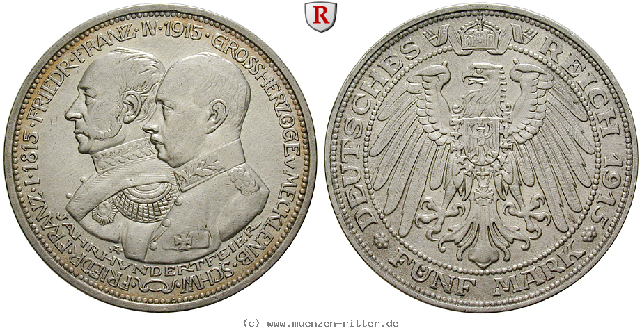 Klicken Sie auf das Bild um es auf Ihrem Rechner zu speichern deutsches-kaiserreich-friedrich-franz-iv-5-mark/104032.jpg