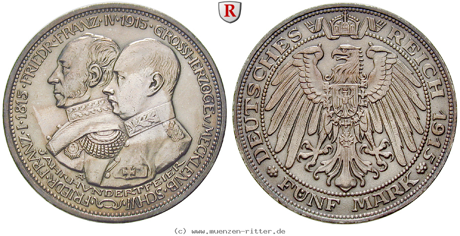 Klicken Sie auf das Bild um es auf Ihrem Rechner zu speichern deutsches-kaiserreich-friedrich-franz-iv-5-mark/26670.jpg