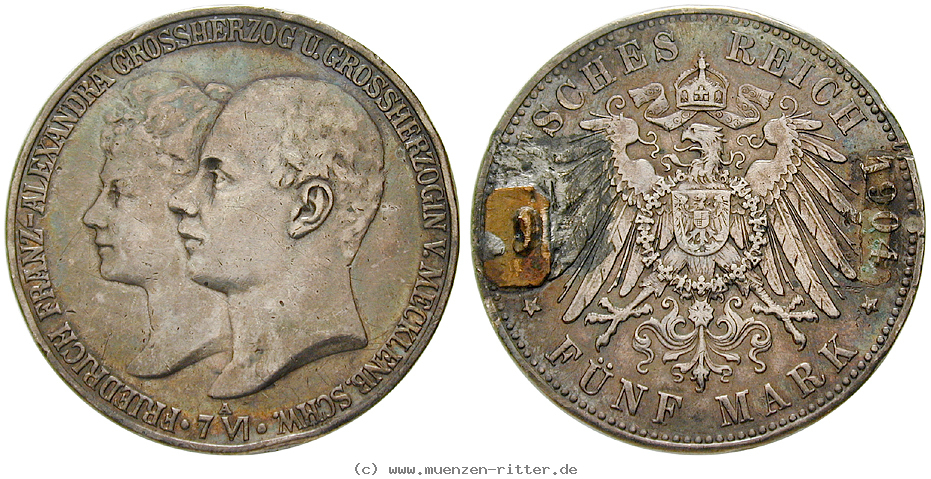 Klicken Sie auf das Bild um es auf Ihrem Rechner zu speichern deutsches-kaiserreich-friedrich-franz-iv-5-mark/39696.jpg
