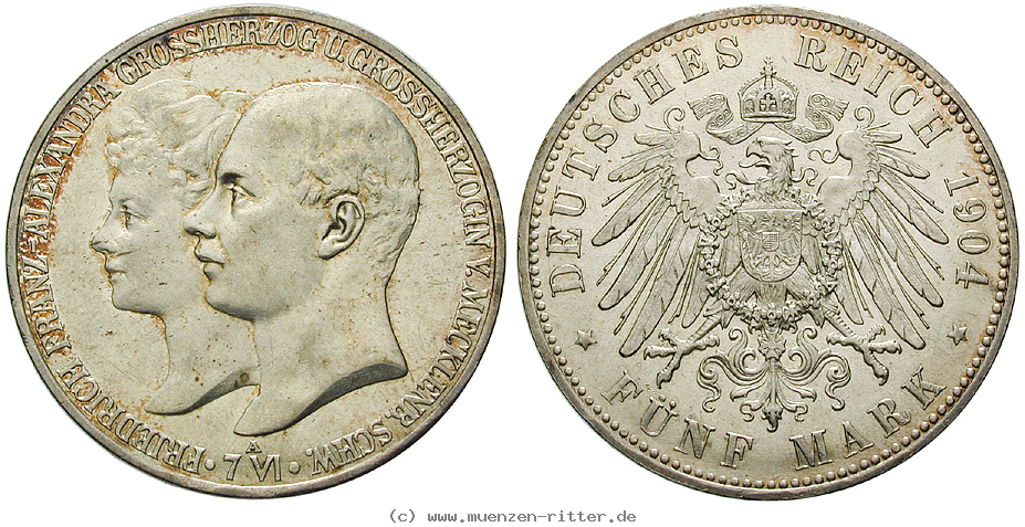 Klicken Sie auf das Bild um es auf Ihrem Rechner zu speichern deutsches-kaiserreich-friedrich-franz-iv-5-mark/47396.jpg