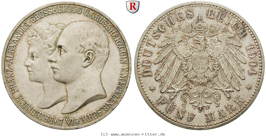 Klicken Sie auf das Bild um es auf Ihrem Rechner zu speichern deutsches-kaiserreich-friedrich-franz-iv-5-mark/54456.jpg
