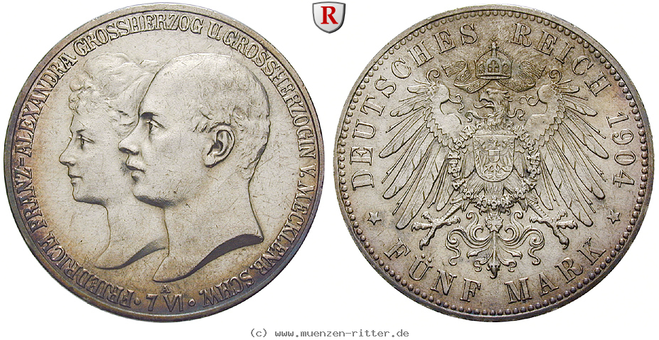 Klicken Sie auf das Bild um es auf Ihrem Rechner zu speichern deutsches-kaiserreich-friedrich-franz-iv-5-mark/57192.jpg