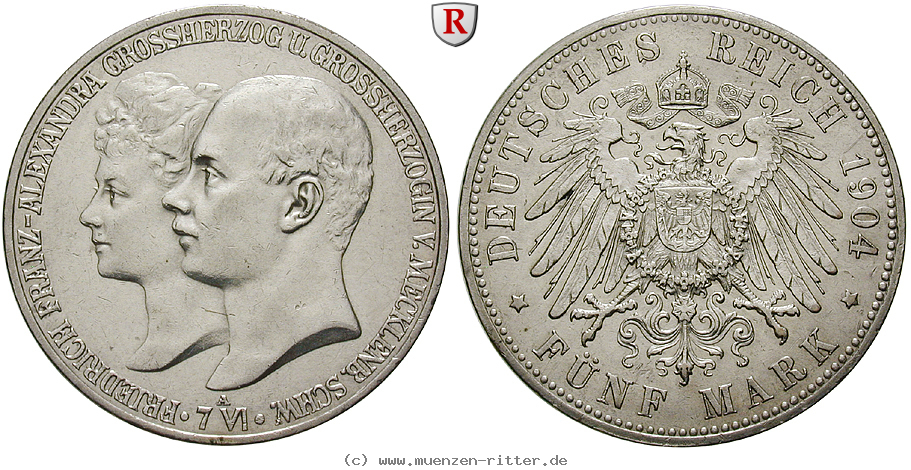 Klicken Sie auf das Bild um es auf Ihrem Rechner zu speichern deutsches-kaiserreich-friedrich-franz-iv-5-mark/58715.jpg
