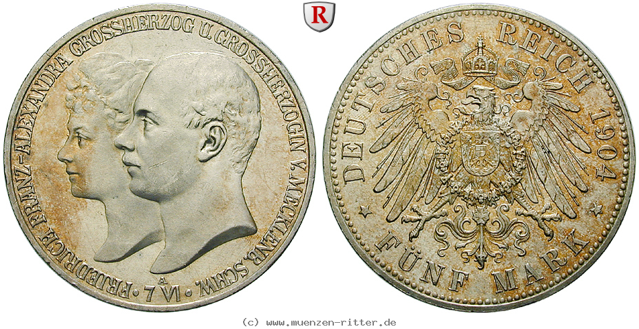 Klicken Sie auf das Bild um es auf Ihrem Rechner zu speichern deutsches-kaiserreich-friedrich-franz-iv-5-mark/68154.jpg