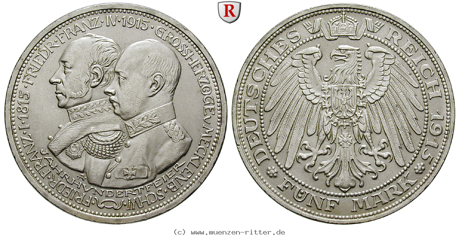 Klicken Sie auf das Bild um es auf Ihrem Rechner zu speichern deutsches-kaiserreich-friedrich-franz-iv-5-mark/84844.jpg