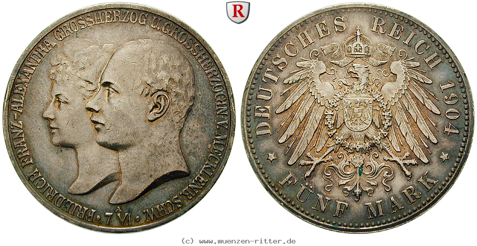 Klicken Sie auf das Bild um es auf Ihrem Rechner zu speichern deutsches-kaiserreich-friedrich-franz-iv-5-mark/87357.jpg