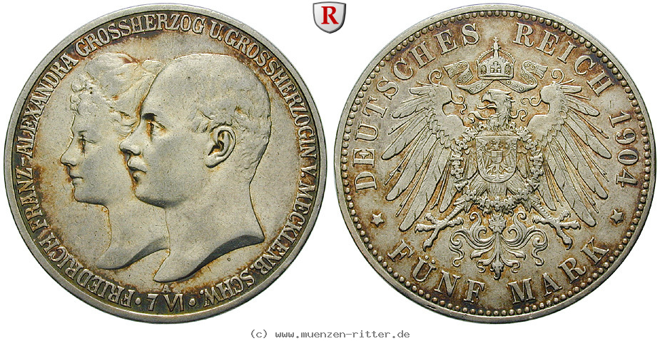 Klicken Sie auf das Bild um es auf Ihrem Rechner zu speichern deutsches-kaiserreich-friedrich-franz-iv-5-mark/89579.jpg