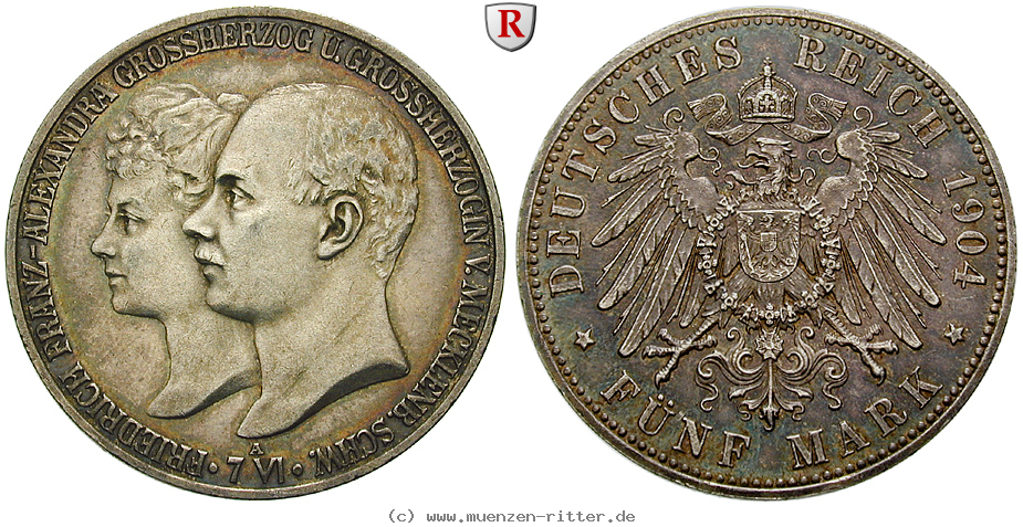 Klicken Sie auf das Bild um es auf Ihrem Rechner zu speichern deutsches-kaiserreich-friedrich-franz-iv-5-mark/92988.jpg
