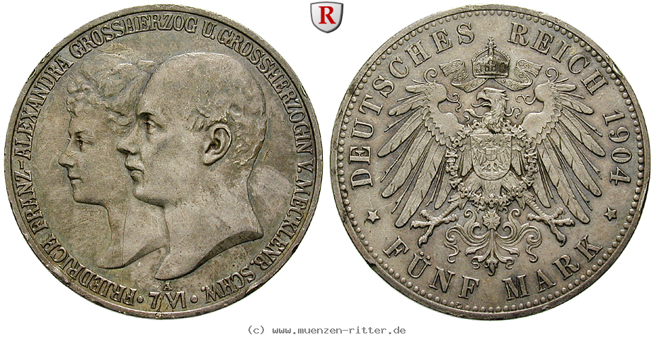 Klicken Sie auf das Bild um es auf Ihrem Rechner zu speichern deutsches-kaiserreich-friedrich-franz-iv-5-mark/92989.jpg