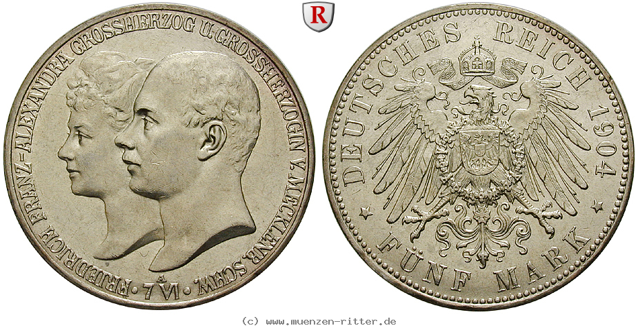 Klicken Sie auf das Bild um es auf Ihrem Rechner zu speichern deutsches-kaiserreich-friedrich-franz-iv-5-mark/93541.jpg