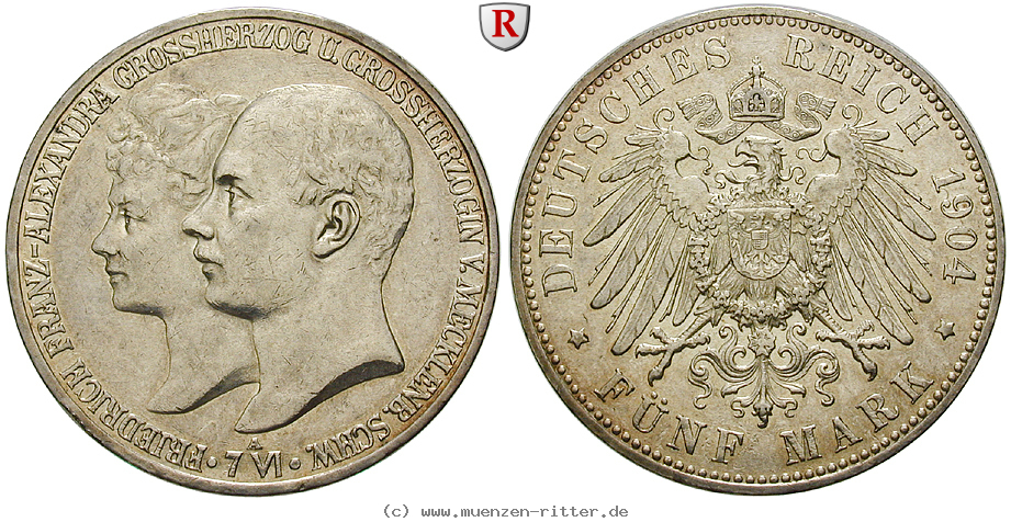 Klicken Sie auf das Bild um es auf Ihrem Rechner zu speichern deutsches-kaiserreich-friedrich-franz-iv-5-mark/94776.jpg