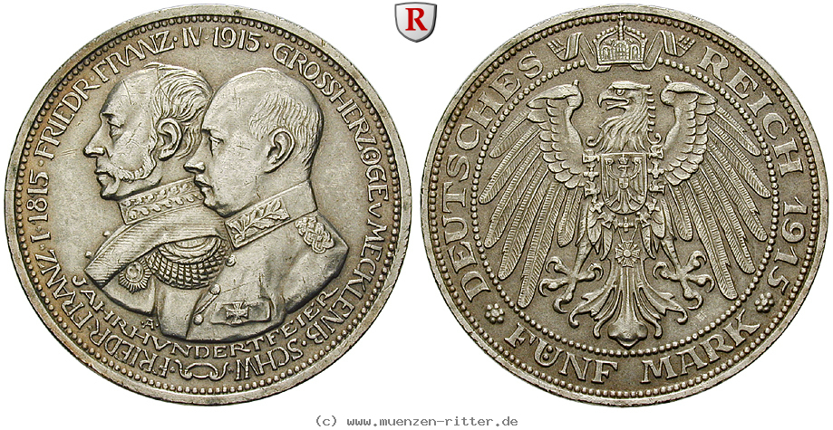 Klicken Sie auf das Bild um es auf Ihrem Rechner zu speichern deutsches-kaiserreich-friedrich-franz-iv-5-mark/97547.jpg