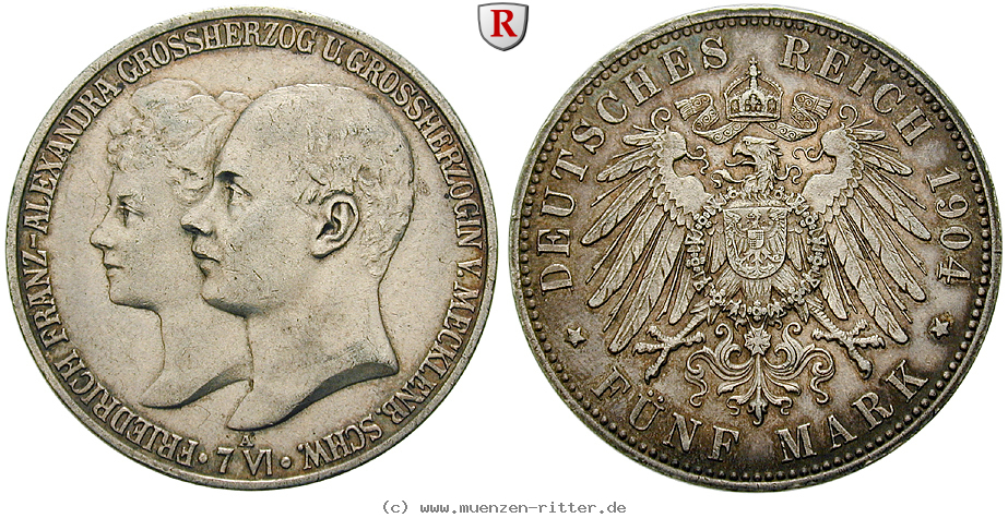 Klicken Sie auf das Bild um es auf Ihrem Rechner zu speichern deutsches-kaiserreich-friedrich-franz-iv-5-mark/98848.jpg
