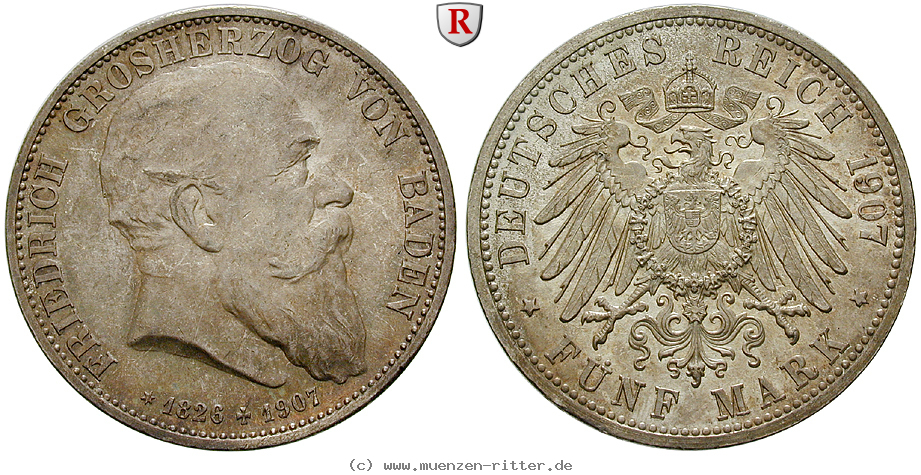 Klicken Sie auf das Bild um es auf Ihrem Rechner zu speichern deutsches-kaiserreich-friedrich-i-5-mark/102583.jpg