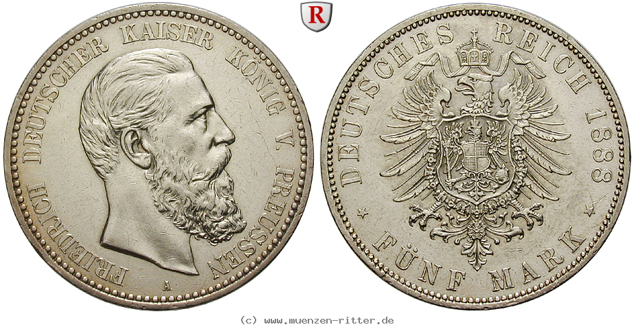 Klicken Sie auf das Bild um es auf Ihrem Rechner zu speichern deutsches-kaiserreich-friedrich-iii-5-mark/101617.jpg