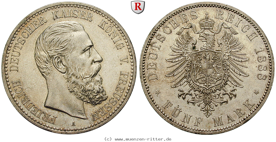 Klicken Sie auf das Bild um es auf Ihrem Rechner zu speichern deutsches-kaiserreich-friedrich-iii-5-mark/102061.jpg