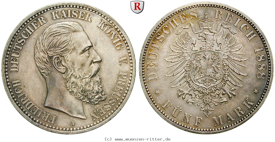 Klicken Sie auf das Bild um es auf Ihrem Rechner zu speichern deutsches-kaiserreich-friedrich-iii-5-mark/28894.jpg