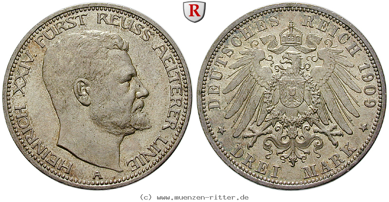 Klicken Sie auf das Bild um es auf Ihrem Rechner zu speichern deutsches-kaiserreich-heinrich-xxiv-3-mark/90528.jpg