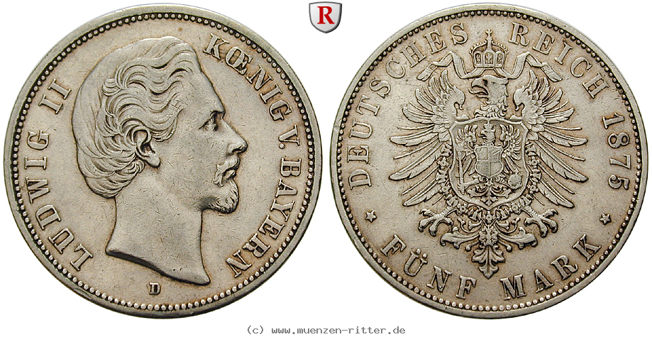 Klicken Sie auf das Bild um es auf Ihrem Rechner zu speichern deutsches-kaiserreich-ludwig-ii-5-mark/101591.jpg