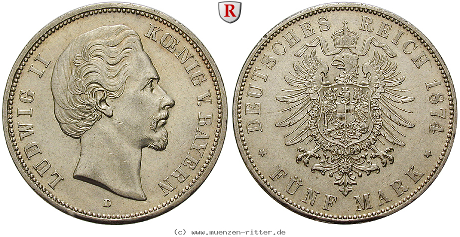 Klicken Sie auf das Bild um es auf Ihrem Rechner zu speichern deutsches-kaiserreich-ludwig-ii-5-mark/101959.jpg