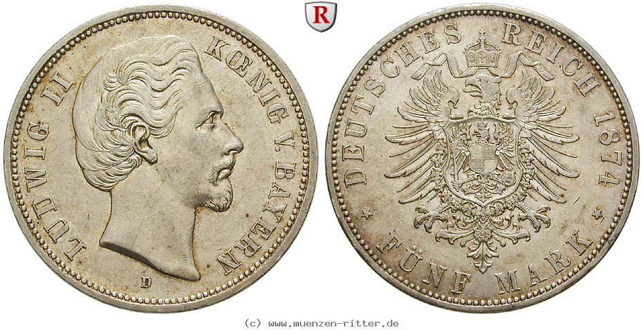 Klicken Sie auf das Bild um es auf Ihrem Rechner zu speichern deutsches-kaiserreich-ludwig-ii-5-mark/51571.jpg