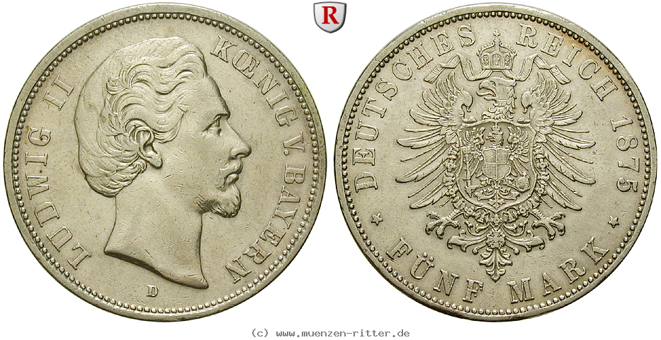 Klicken Sie auf das Bild um es auf Ihrem Rechner zu speichern deutsches-kaiserreich-ludwig-ii-5-mark/58663.jpg
