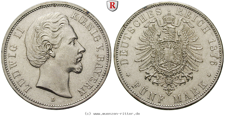Klicken Sie auf das Bild um es auf Ihrem Rechner zu speichern deutsches-kaiserreich-ludwig-ii-5-mark/70956.jpg