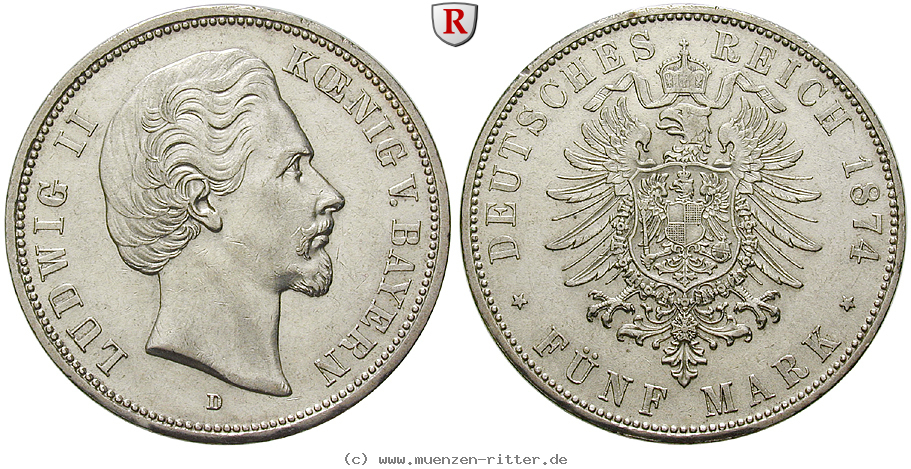 Klicken Sie auf das Bild um es auf Ihrem Rechner zu speichern deutsches-kaiserreich-ludwig-ii-5-mark/84751.jpg