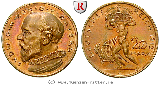 Klicken Sie auf das Bild um es auf Ihrem Rechner zu speichern deutsches-kaiserreich-ludwig-iii-20-mark/58983.jpg
