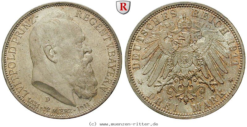 Klicken Sie auf das Bild um es auf Ihrem Rechner zu speichern deutsches-kaiserreich-luitpold-prinzregent-3-mark/100453.jpg