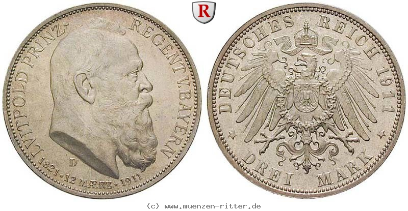 Klicken Sie auf das Bild um es auf Ihrem Rechner zu speichern deutsches-kaiserreich-luitpold-prinzregent-3-mark/81727.jpg