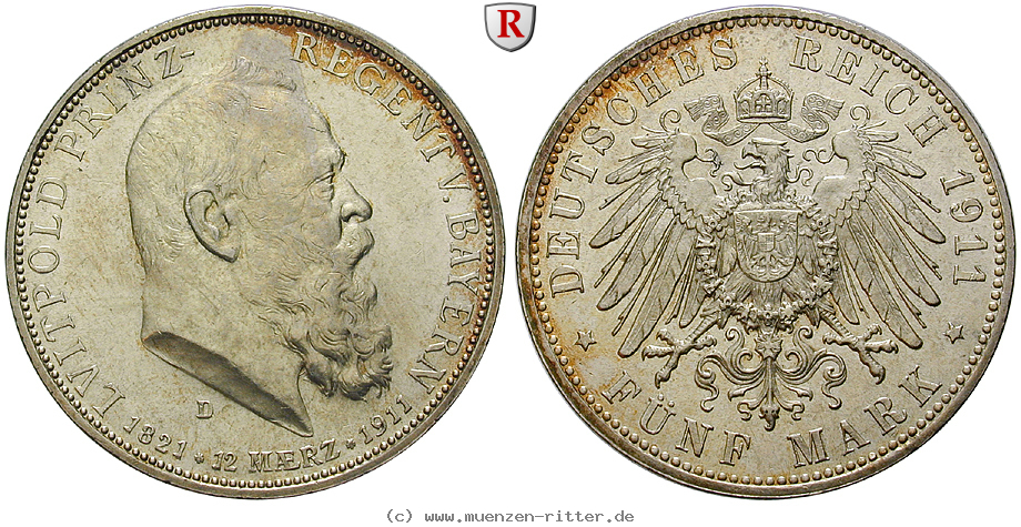 Klicken Sie auf das Bild um es auf Ihrem Rechner zu speichern deutsches-kaiserreich-luitpold-prinzregent-5-mark/100678.jpg