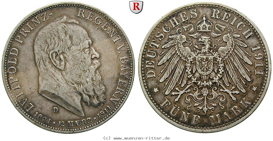 Klicken Sie auf das Bild um es auf Ihrem Rechner zu speichern deutsches-kaiserreich-luitpold-prinzregent-5-mark/101595.jpg