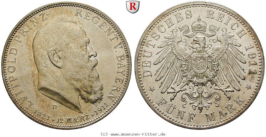 Klicken Sie auf das Bild um es auf Ihrem Rechner zu speichern deutsches-kaiserreich-luitpold-prinzregent-5-mark/102108.jpg