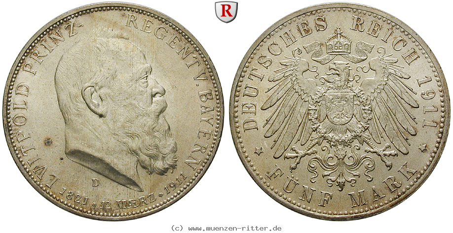Klicken Sie auf das Bild um es auf Ihrem Rechner zu speichern deutsches-kaiserreich-luitpold-prinzregent-5-mark/102109.jpg