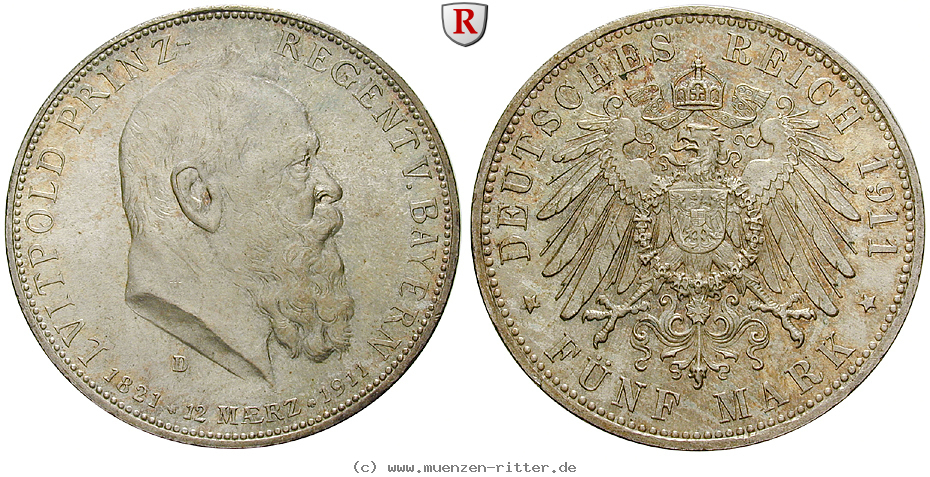 Klicken Sie auf das Bild um es auf Ihrem Rechner zu speichern deutsches-kaiserreich-luitpold-prinzregent-5-mark/34113.jpg