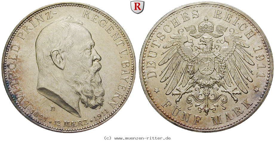 Klicken Sie auf das Bild um es auf Ihrem Rechner zu speichern deutsches-kaiserreich-luitpold-prinzregent-5-mark/72413.jpg