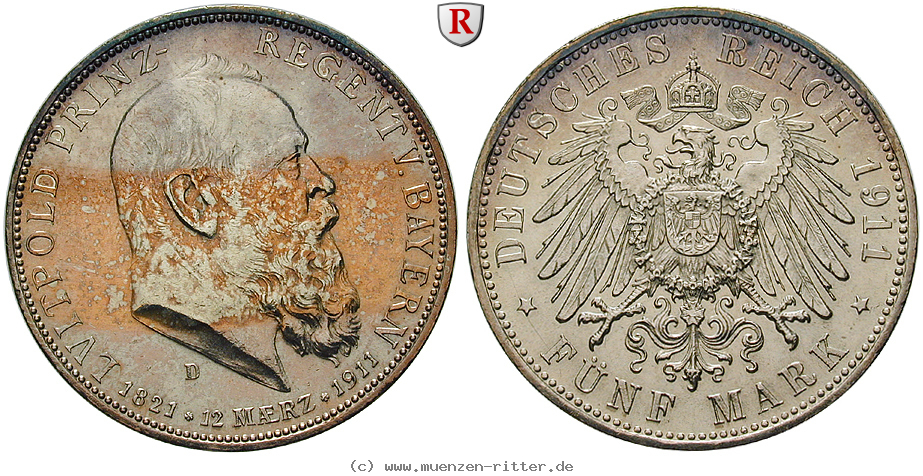 Klicken Sie auf das Bild um es auf Ihrem Rechner zu speichern deutsches-kaiserreich-luitpold-prinzregent-5-mark/90040.jpg