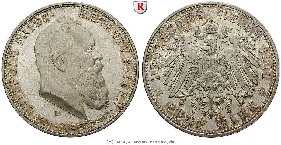 Klicken Sie auf das Bild um es auf Ihrem Rechner zu speichern deutsches-kaiserreich-luitpold-prinzregent-5-mark/90440.jpg