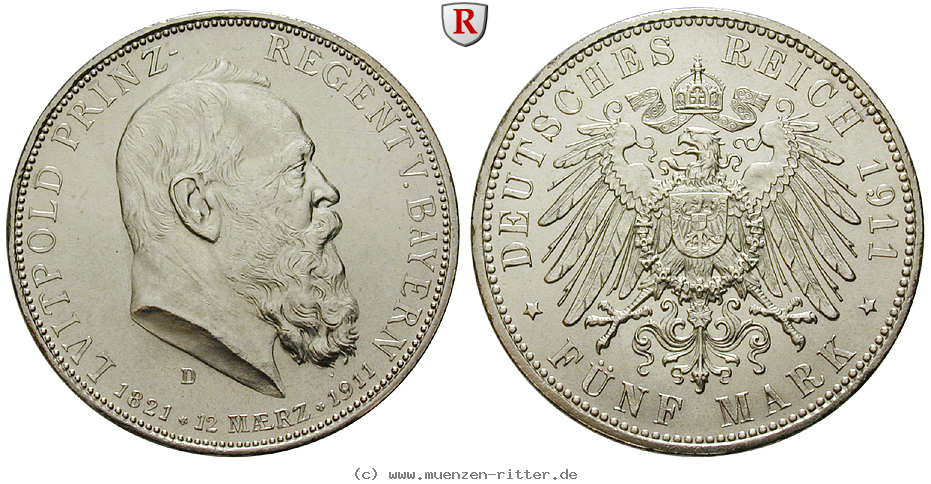 Klicken Sie auf das Bild um es auf Ihrem Rechner zu speichern deutsches-kaiserreich-luitpold-prinzregent-5-mark/91450.jpg