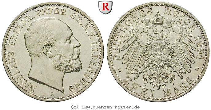 Klicken Sie auf das Bild um es auf Ihrem Rechner zu speichern deutsches-kaiserreich-nicolaus-friedrich-peter-2-mark/79563.jpg
