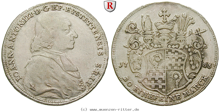 Klicken Sie auf das Bild um es auf Ihrem Rechner zu speichern eichstaett-bistum-johann-anton-iii-von-zehmen-1-2-konventionstaler/37785.jpg