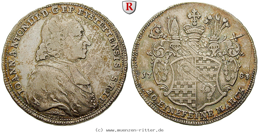 Klicken Sie auf das Bild um es auf Ihrem Rechner zu speichern eichstaett-bistum-johann-anton-iii-von-zehmen-1-2-konventionstaler/51422.jpg