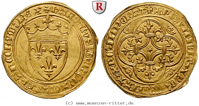 Klicken Sie auf das Bild um es auf Ihrem Rechner zu speichern frankreich-charles-vi-ecu-d-or--la-couronne/43468.jpg