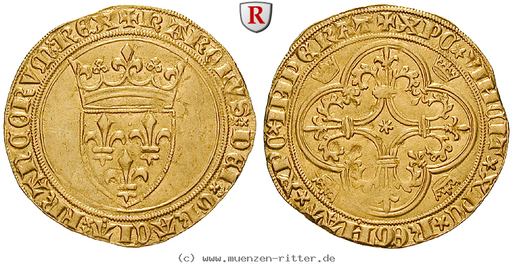 Klicken Sie auf das Bild um es auf Ihrem Rechner zu speichern frankreich-charles-vi-ecu-d-or--la-couronne/76816.jpg