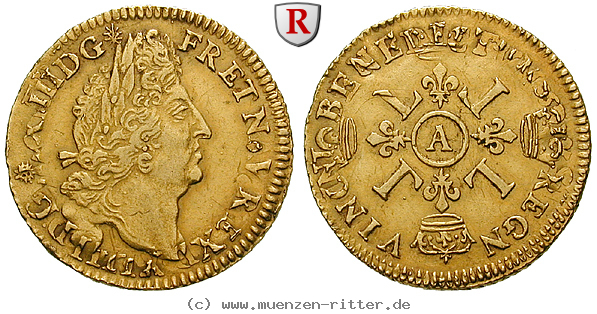 Klicken Sie auf das Bild um es auf Ihrem Rechner zu speichern frankreich-louis-xiv-louis-d-or-aux-quatre-l/102162.jpg