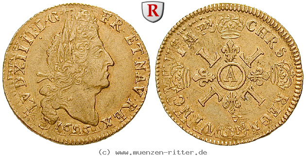 Klicken Sie auf das Bild um es auf Ihrem Rechner zu speichern frankreich-louis-xiv-louis-d-or-aux-quatre-l/75667.jpg