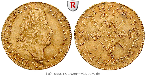 Klicken Sie auf das Bild um es auf Ihrem Rechner zu speichern frankreich-louis-xiv-louis-d-or-aux-quatre-l/95827.jpg