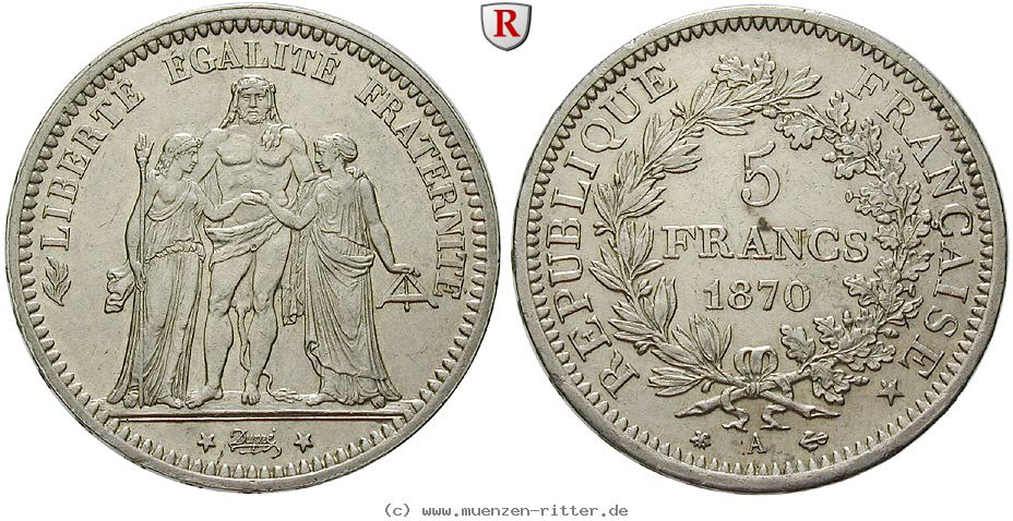 Klicken Sie auf das Bild um es auf Ihrem Rechner zu speichern frankreich-regierung-der-nationalen-verteidigung-5-francs/66999.jpg