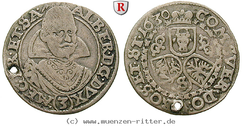 Klicken Sie auf das Bild um es auf Ihrem Rechner zu speichern friedland-und-sagan-herzogtum-albrecht-von-wallenstein-groschen-3-kreuzer/101359.jpg